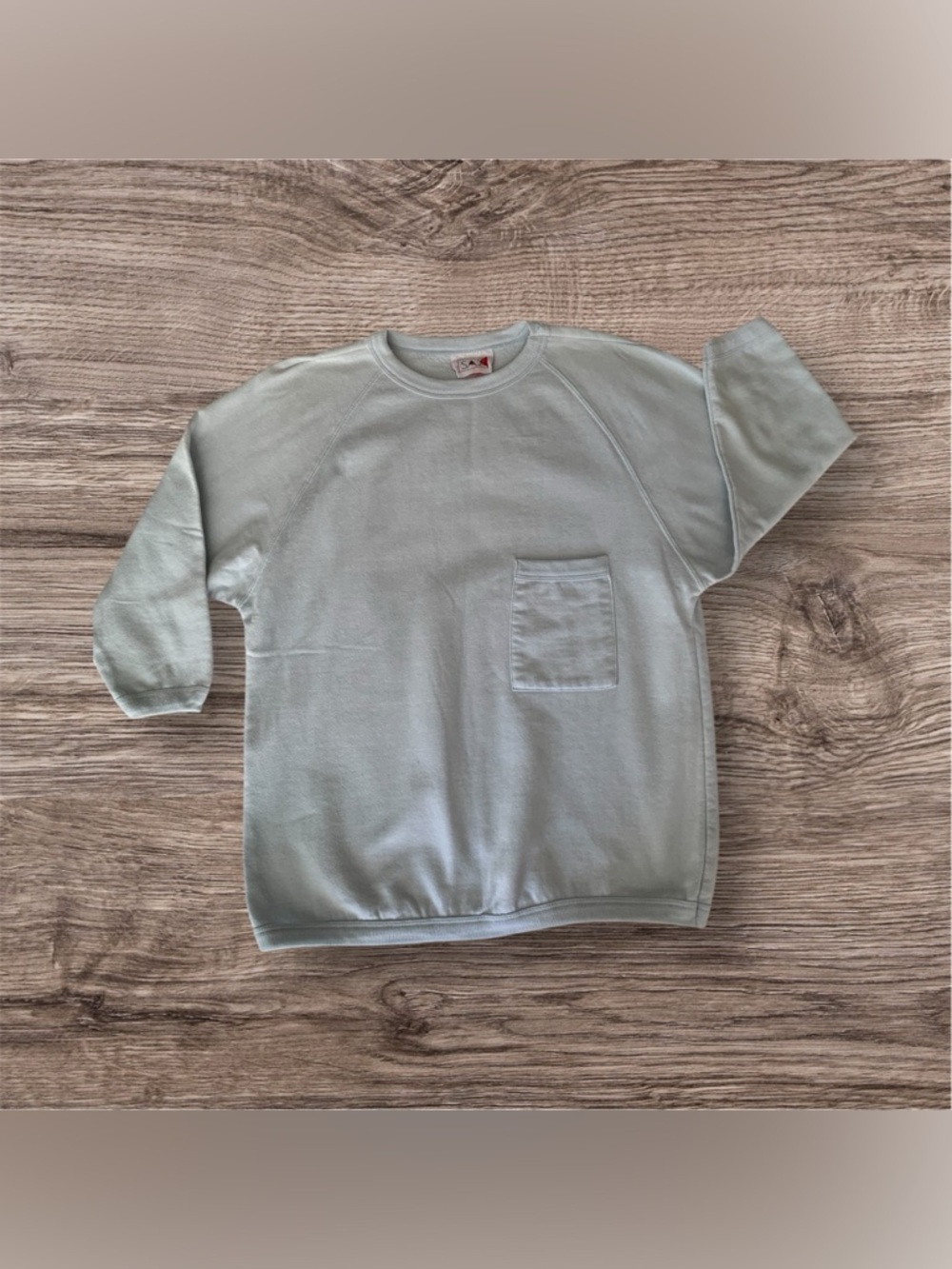 Vintage Crewneck Sweatshirt SA2 80s Juniors M Blue Elbow Length Sleeves Pocket